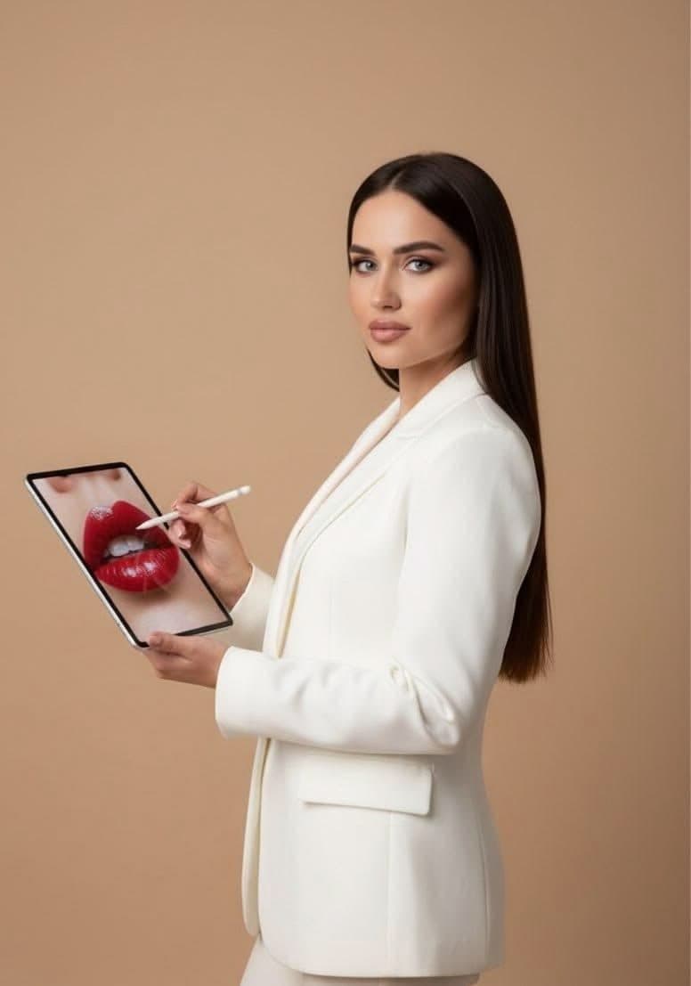 Profesional de belleza revisando la agenda en una tablet